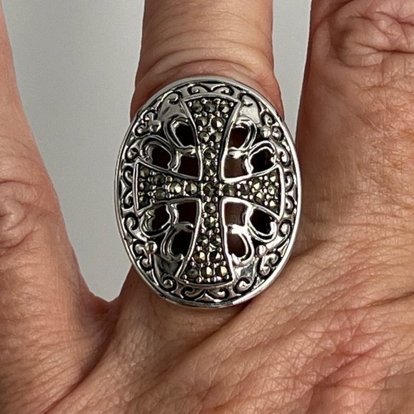 Knights Templar (Cross) Silver (RSC) Women's Ring - Size 7 - Picture 7 of 8